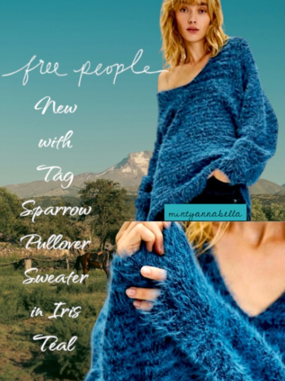 Free People 🆕️ Sparrow Pullover Sweater in Iris Teal